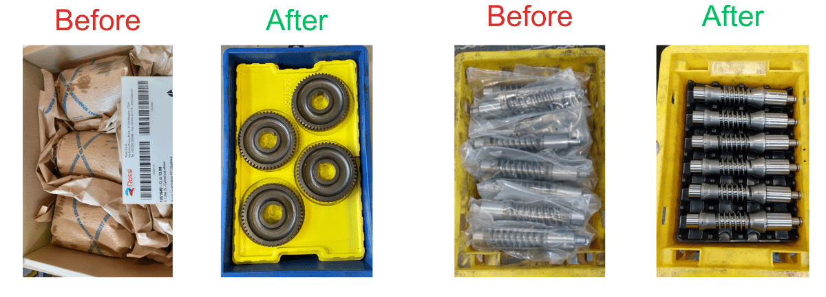 Preshaped to move components between Rossi plants Preshaped to move components between Rossi plants